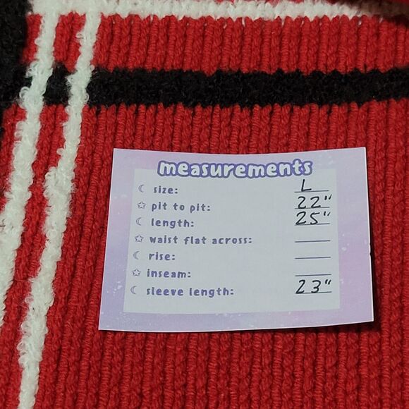 LIZ CLAIBORNE Red Knit Windowpane Plaid Sweater Size L Cotton Blend Turtleneck - Picture 2 of 8